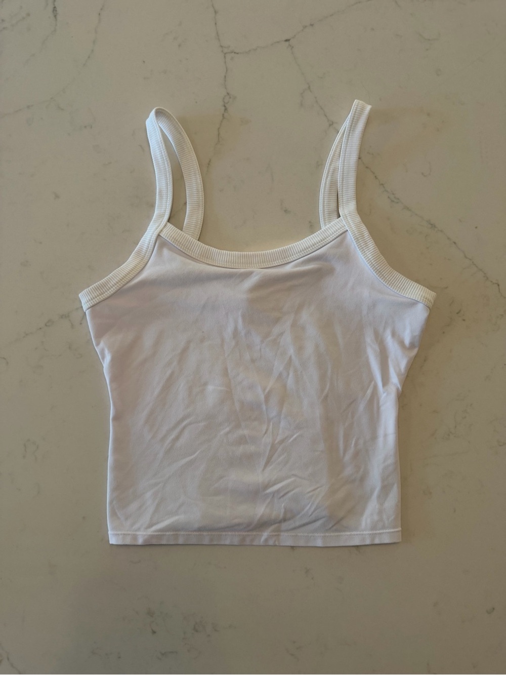 ALO Yoga White Ribbed Trim Tank Crop